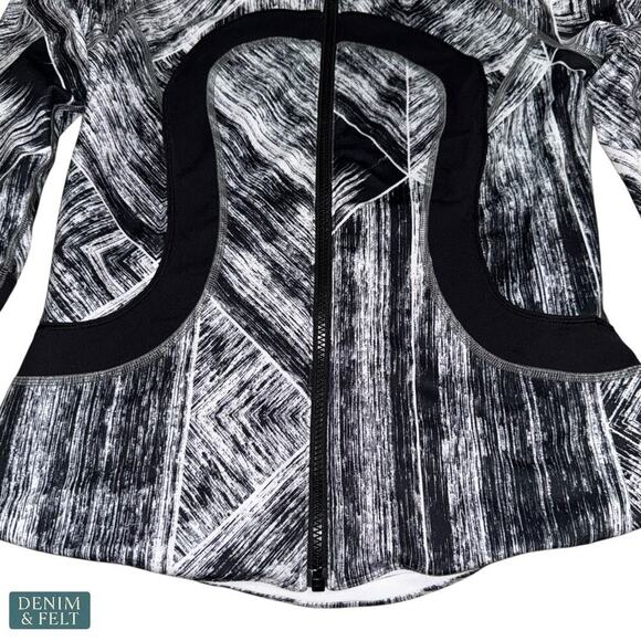 Lululemon Karmacollected Jacket Black White Brush Print Full Zip Size 4 - Picture 13 of 16